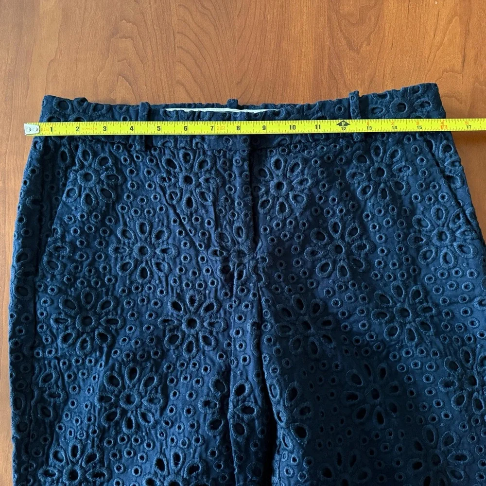 J.Crew | Navy Pinwheel Floral Eyelet Cafe Capri Pants 4